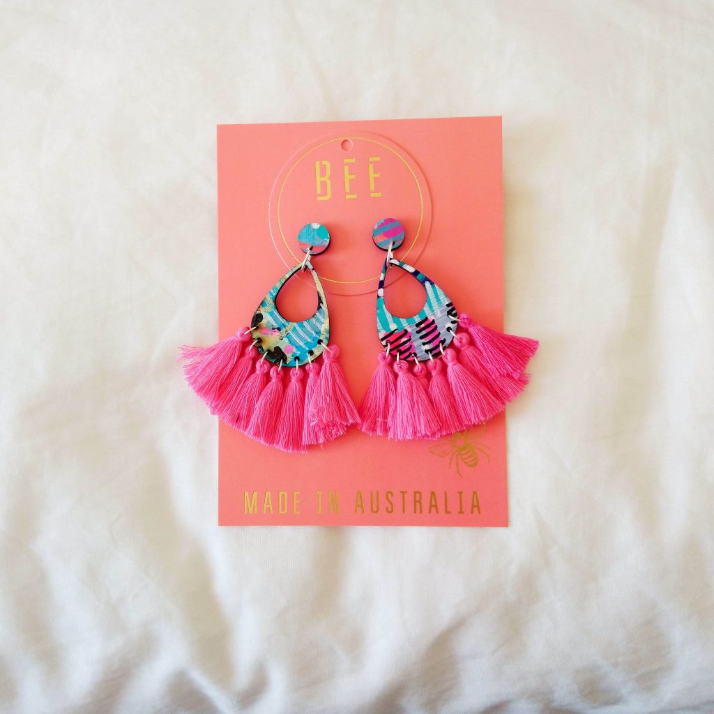 Aqua and pink earrings